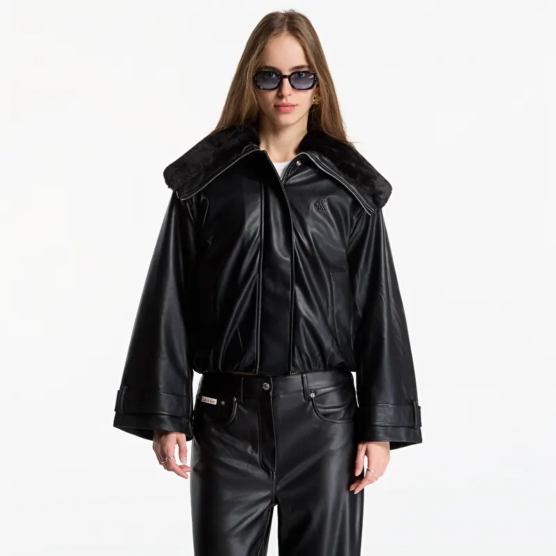 Veste Calvin Klein Jeans Faux Leather Short F Black