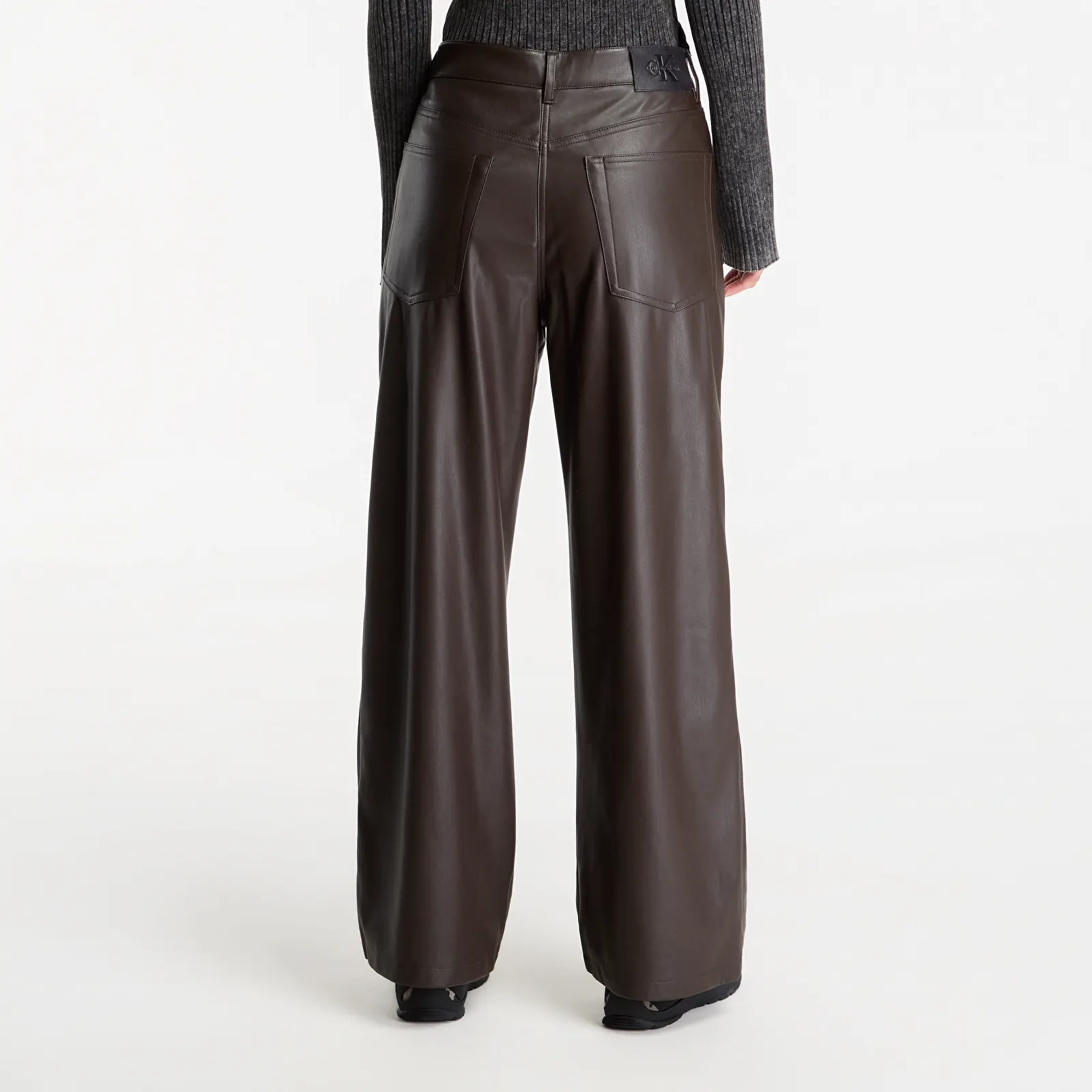 Pantalons femme Calvin Klein Jeans Faux Leather 5 Pkt P Dark Coffee