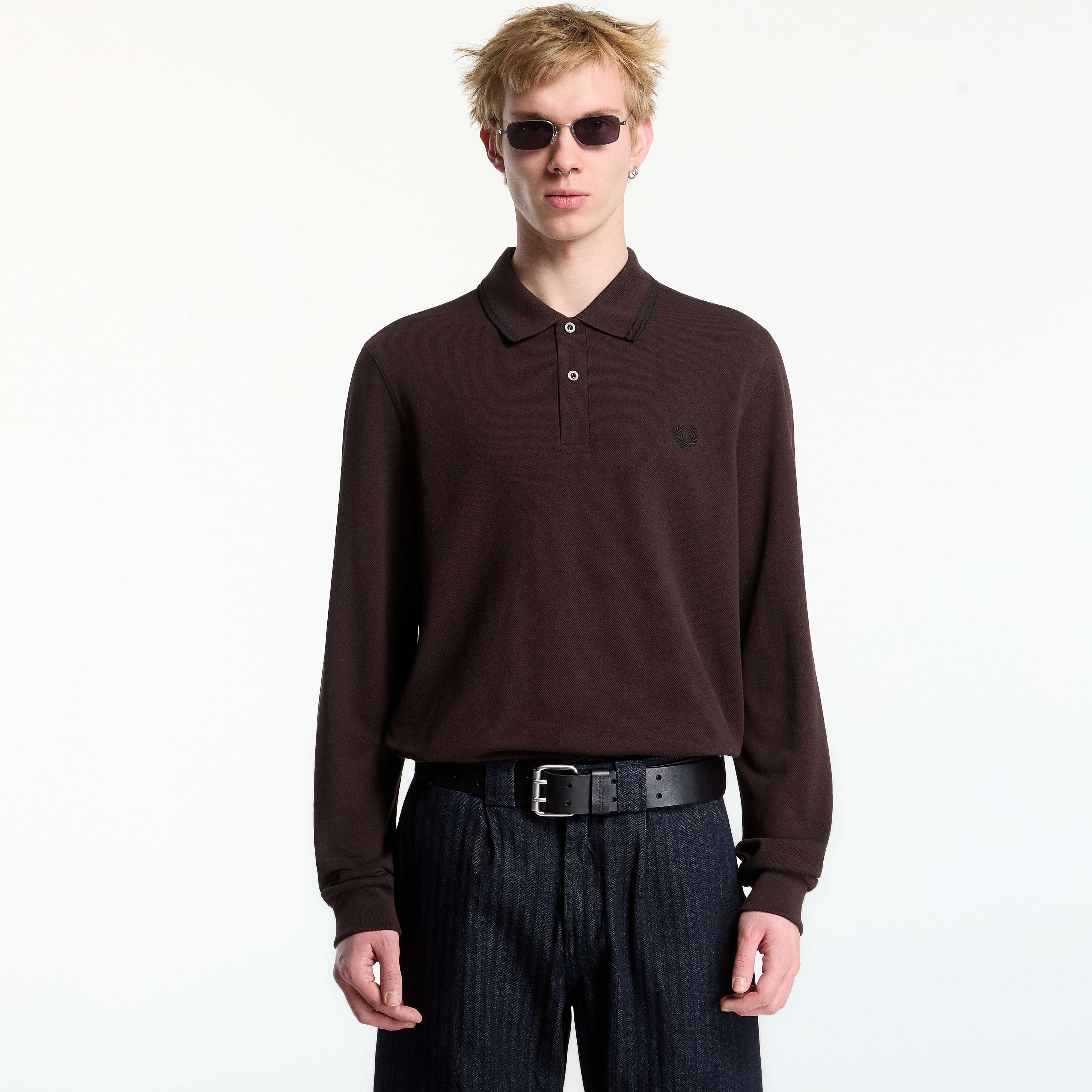 Тениска FRED PERRY LS Twin Tipped FP Shirt Brown XL