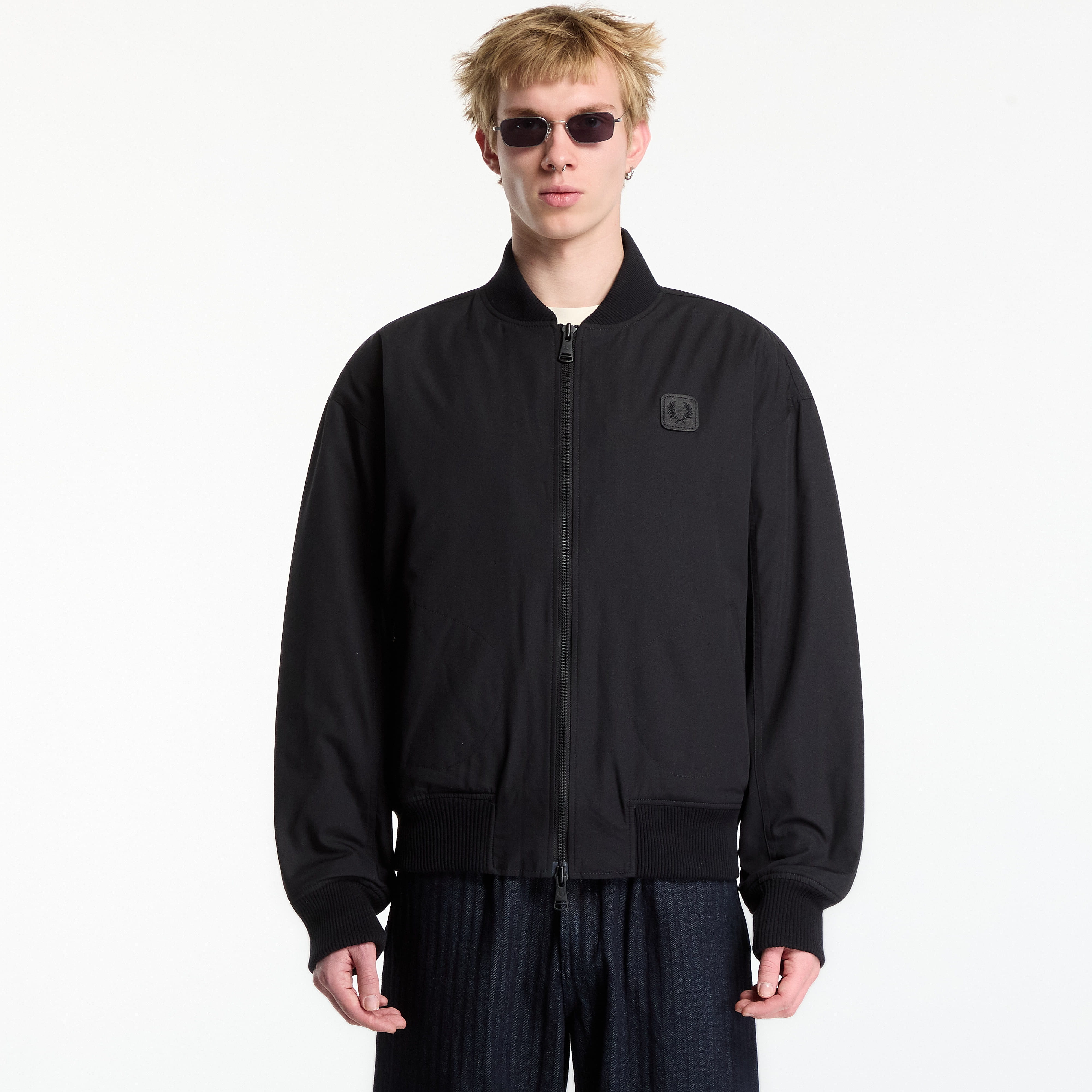 Bomber FRED PERRY Black Canvas Bomber Jacket Black M