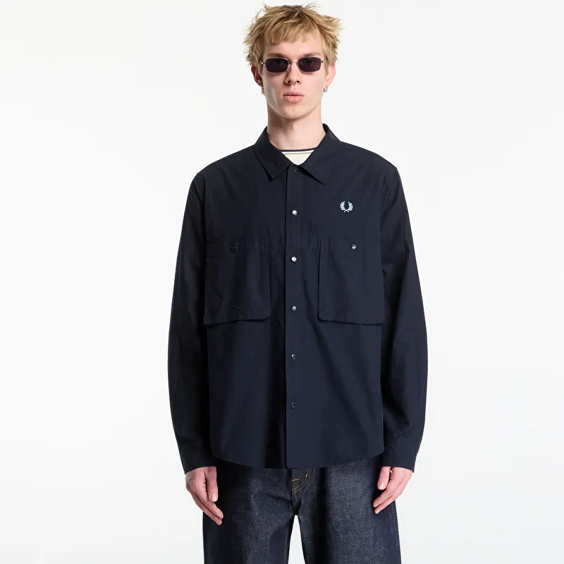 FRED PERRY Relaxed Cotton Overshirt White
