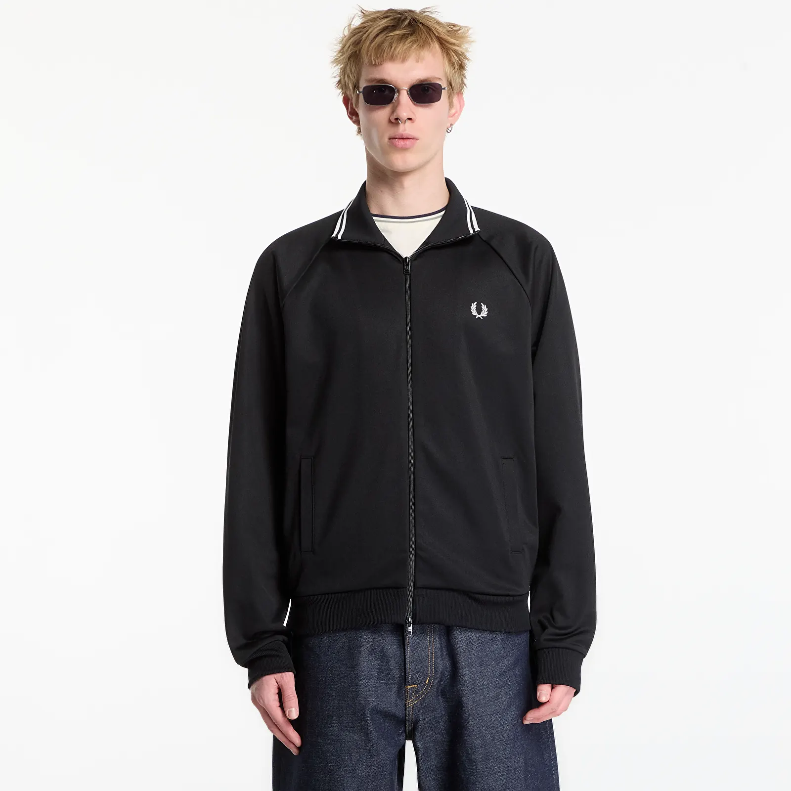 Мъжки суичъри FRED PERRY Tipped Track Jacket Black