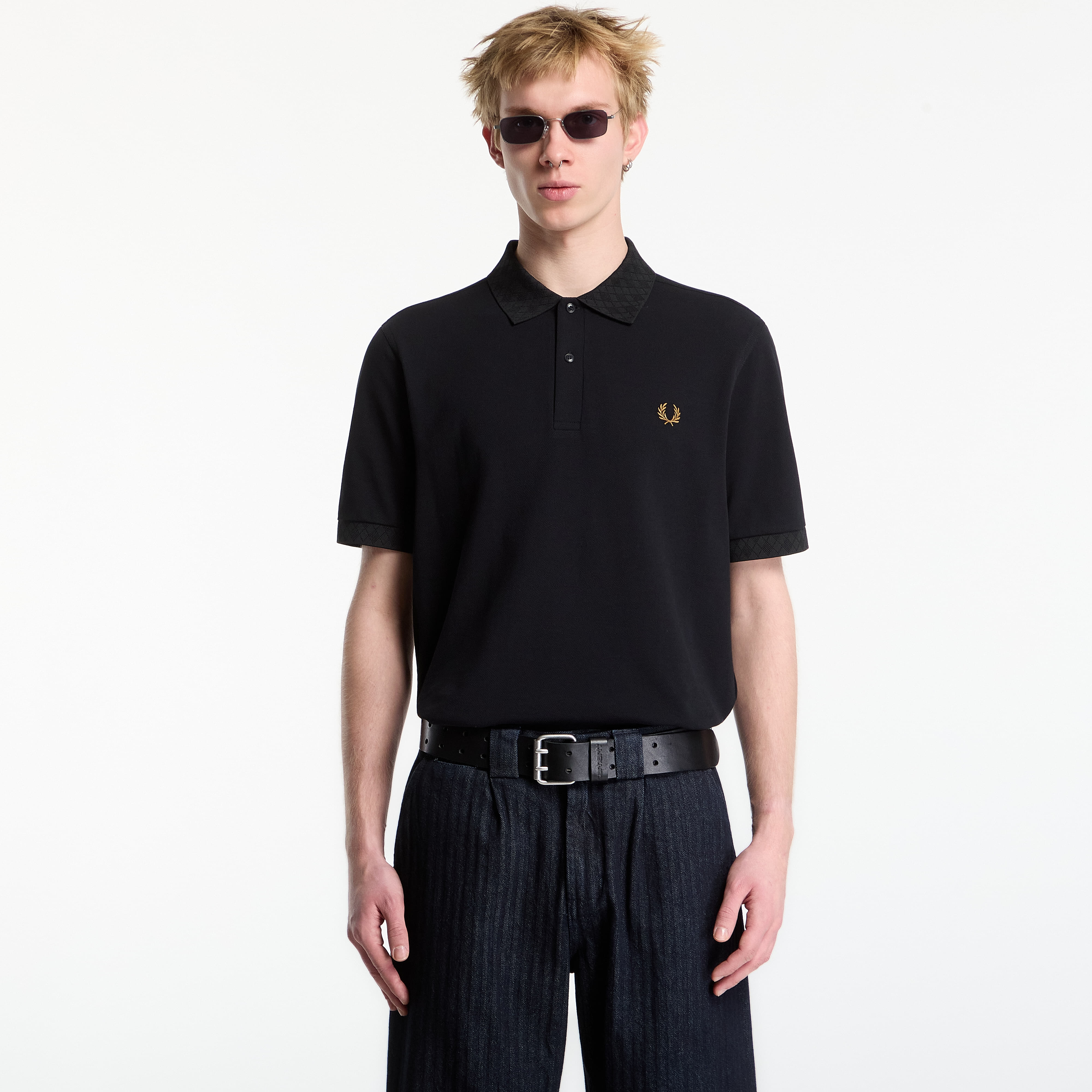 Тениска FRED PERRY Jacquard Trim Polo Shirt Black M