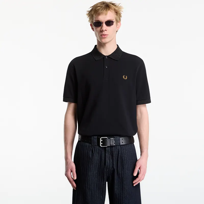 T-skjorte FRED PERRY Jacquard Trim Polo Shirt Black