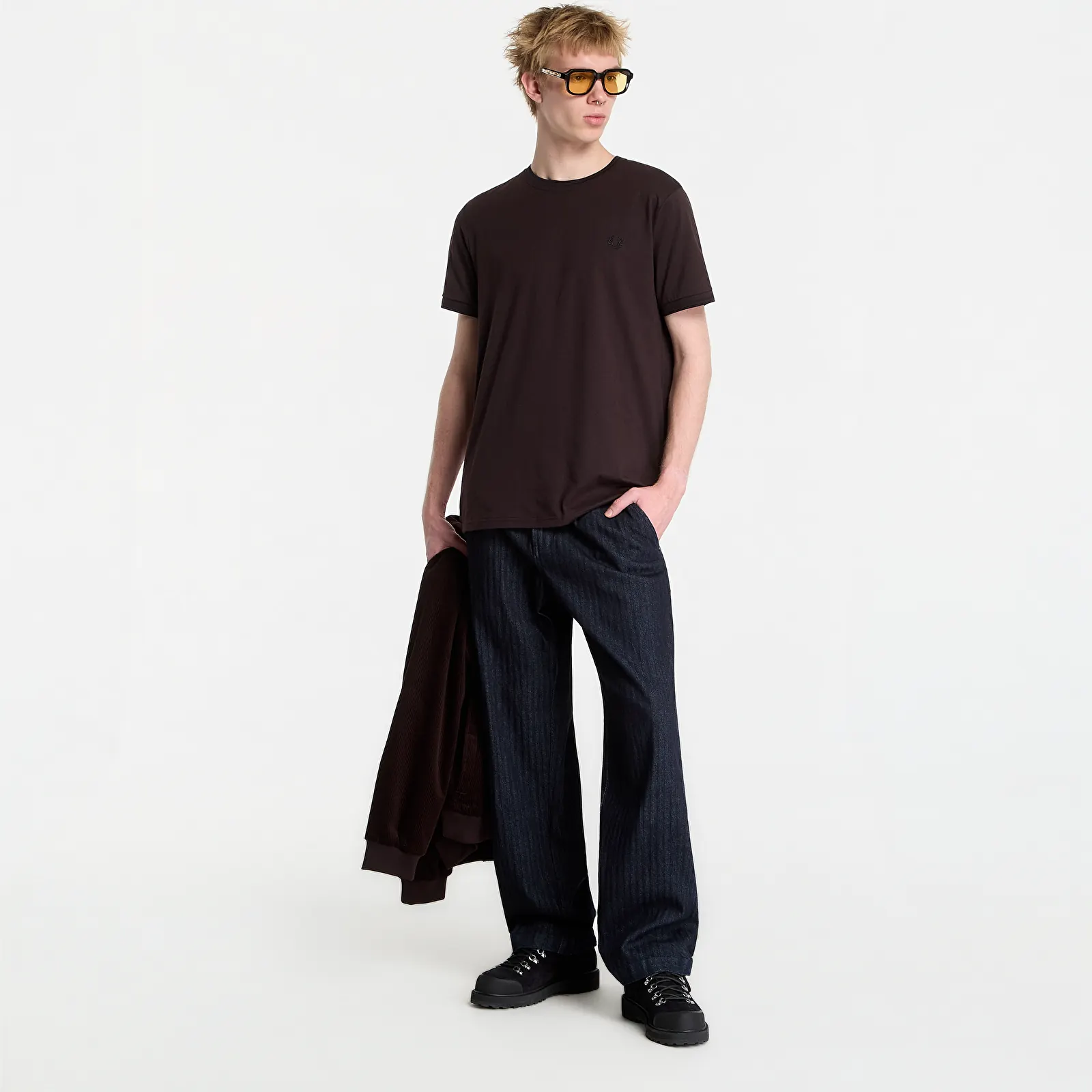 T-shirts homme FRED PERRY Twin Tipped T-shirt Brown