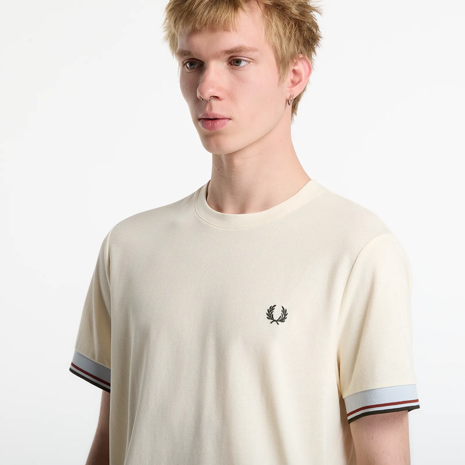 T-shirts homme FRED PERRY Twin Tipped Cuff T-shirt Dusky Blue