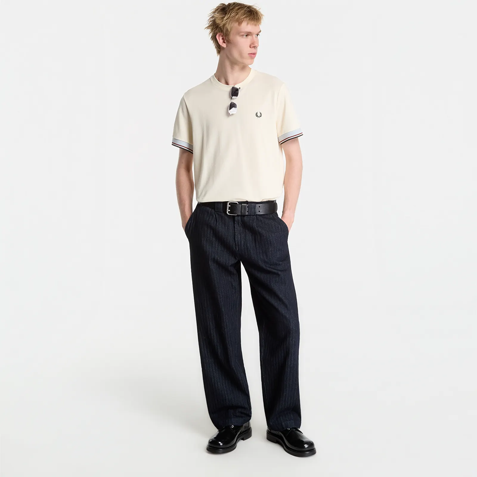 T-shirts homme FRED PERRY Twin Tipped Cuff T-shirt Dusky Blue