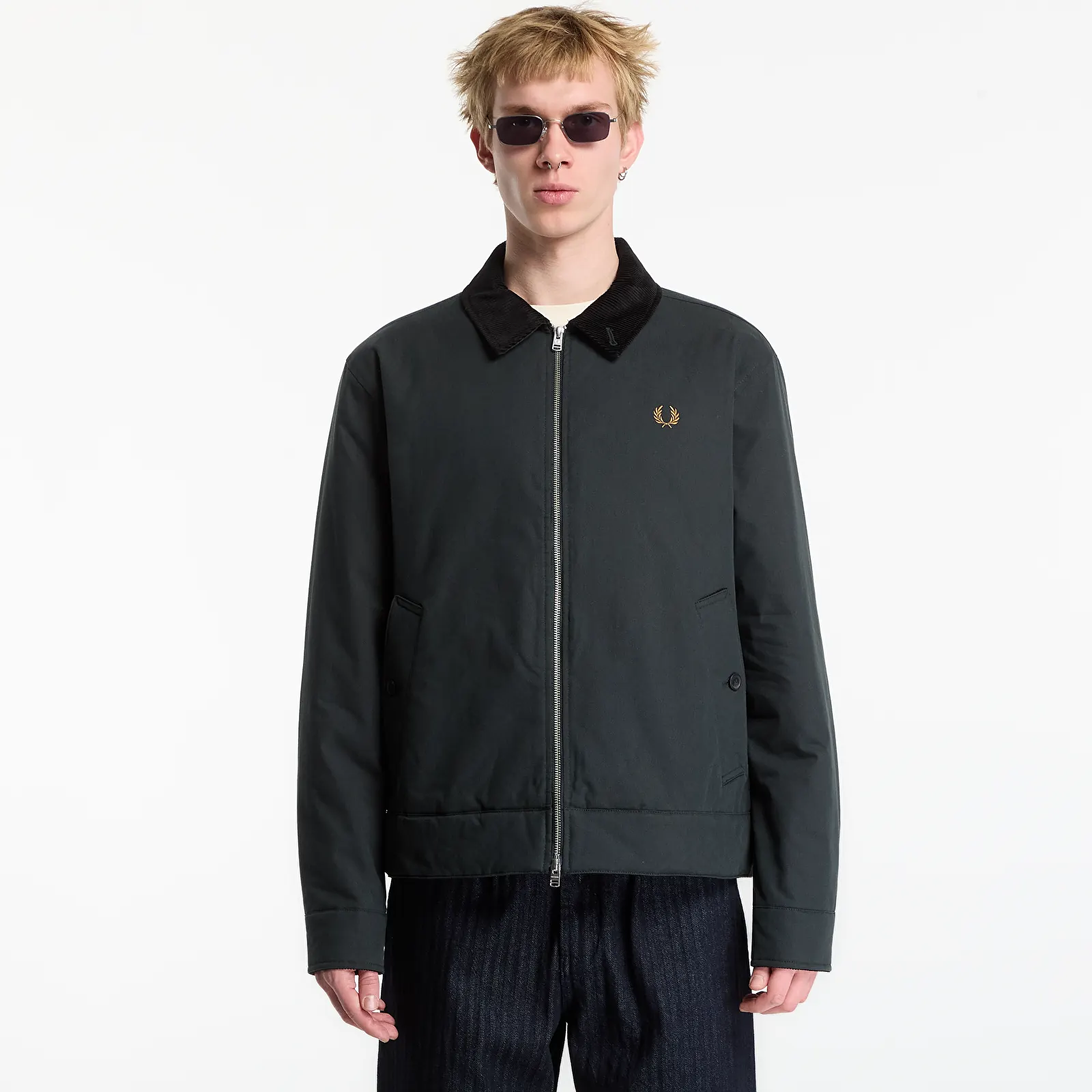Pánské bundy FRED PERRY Cotton Caban Jacket Green