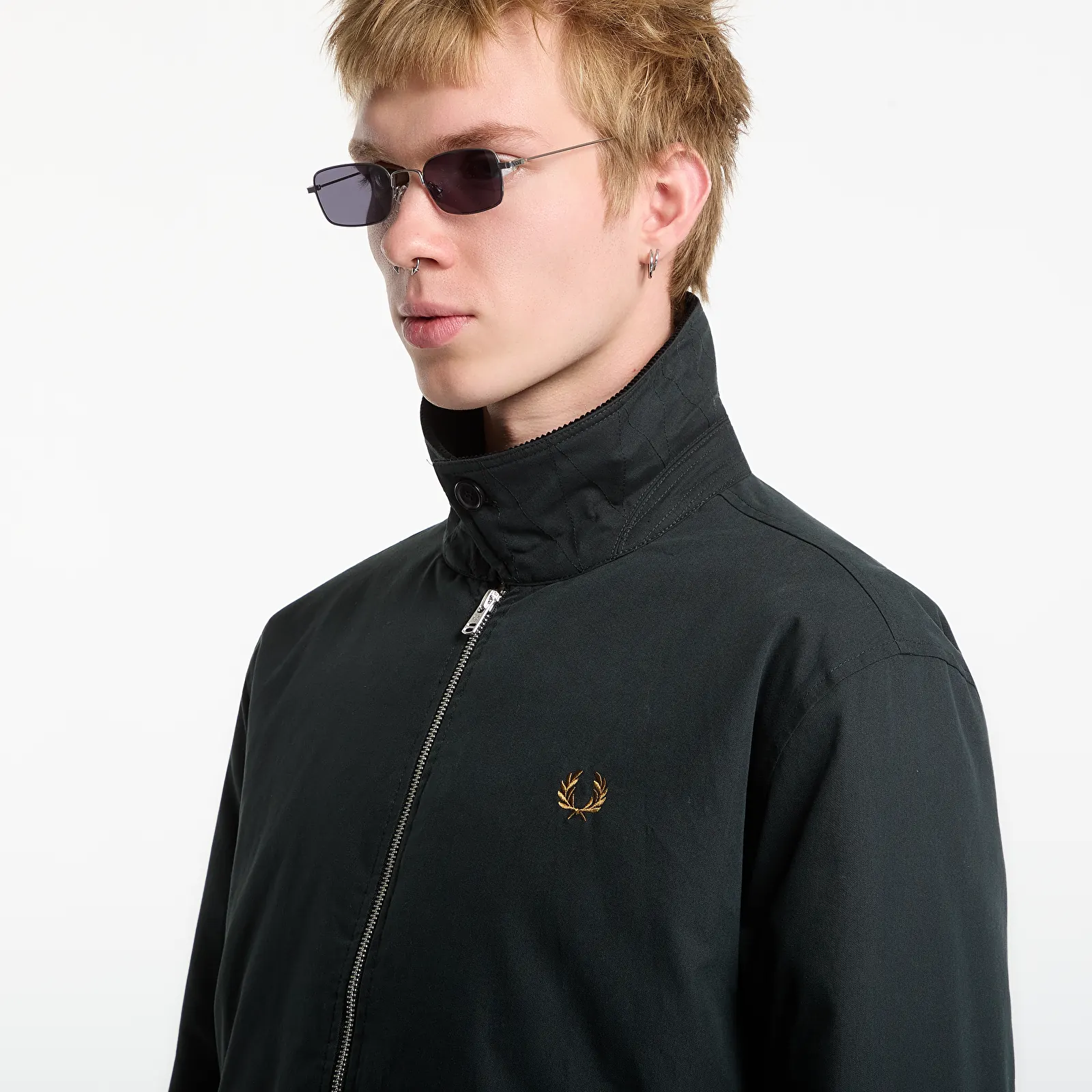Pánské bundy FRED PERRY Cotton Caban Jacket Green