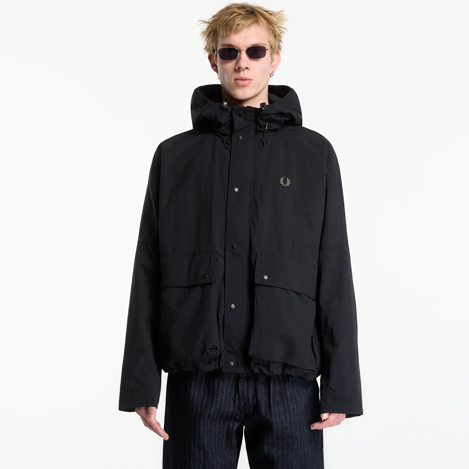 Parkaer til mænd FRED PERRY Cropped Ripstop Parka Black
