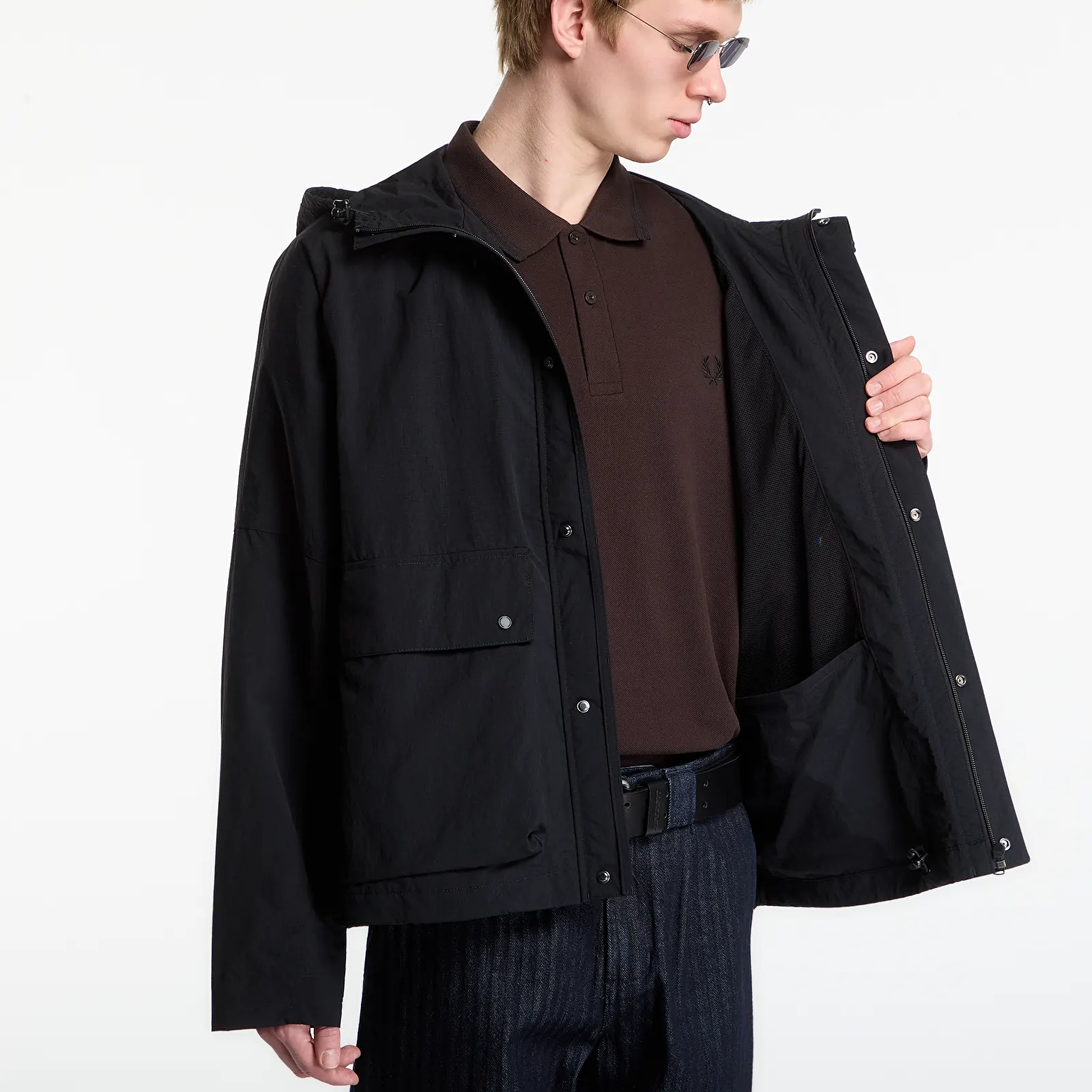 Parkaer til mænd FRED PERRY Cropped Ripstop Parka Black