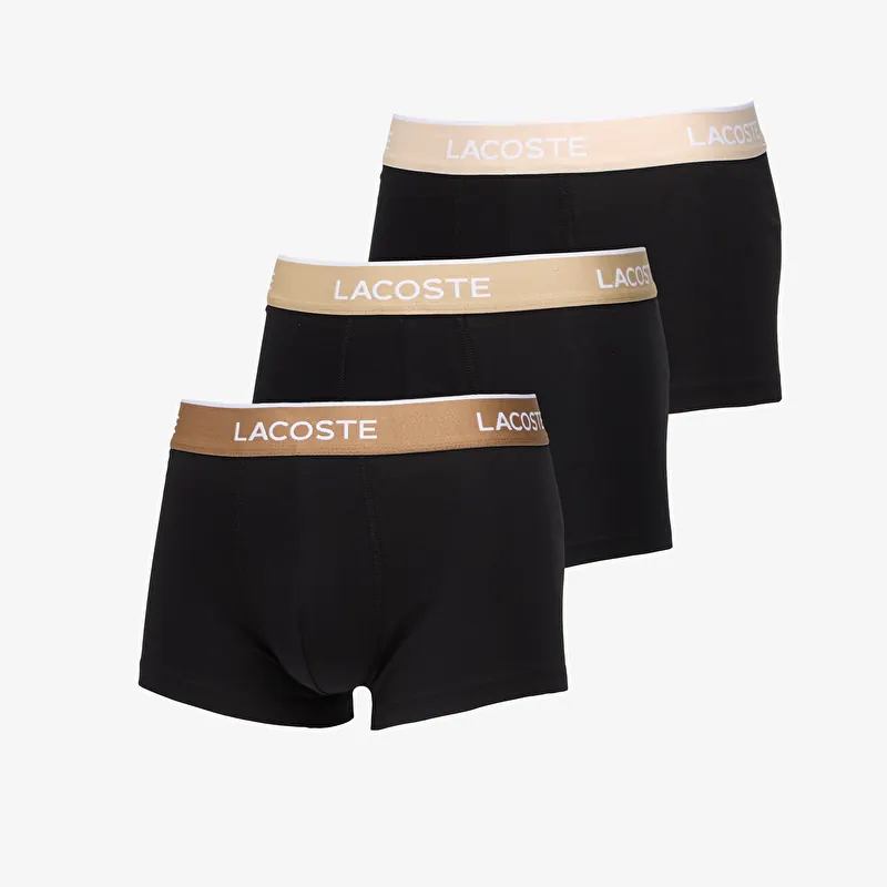 Boxerky Lacoste Underwear Trunk Black/Sisal-Viennese-Cookie