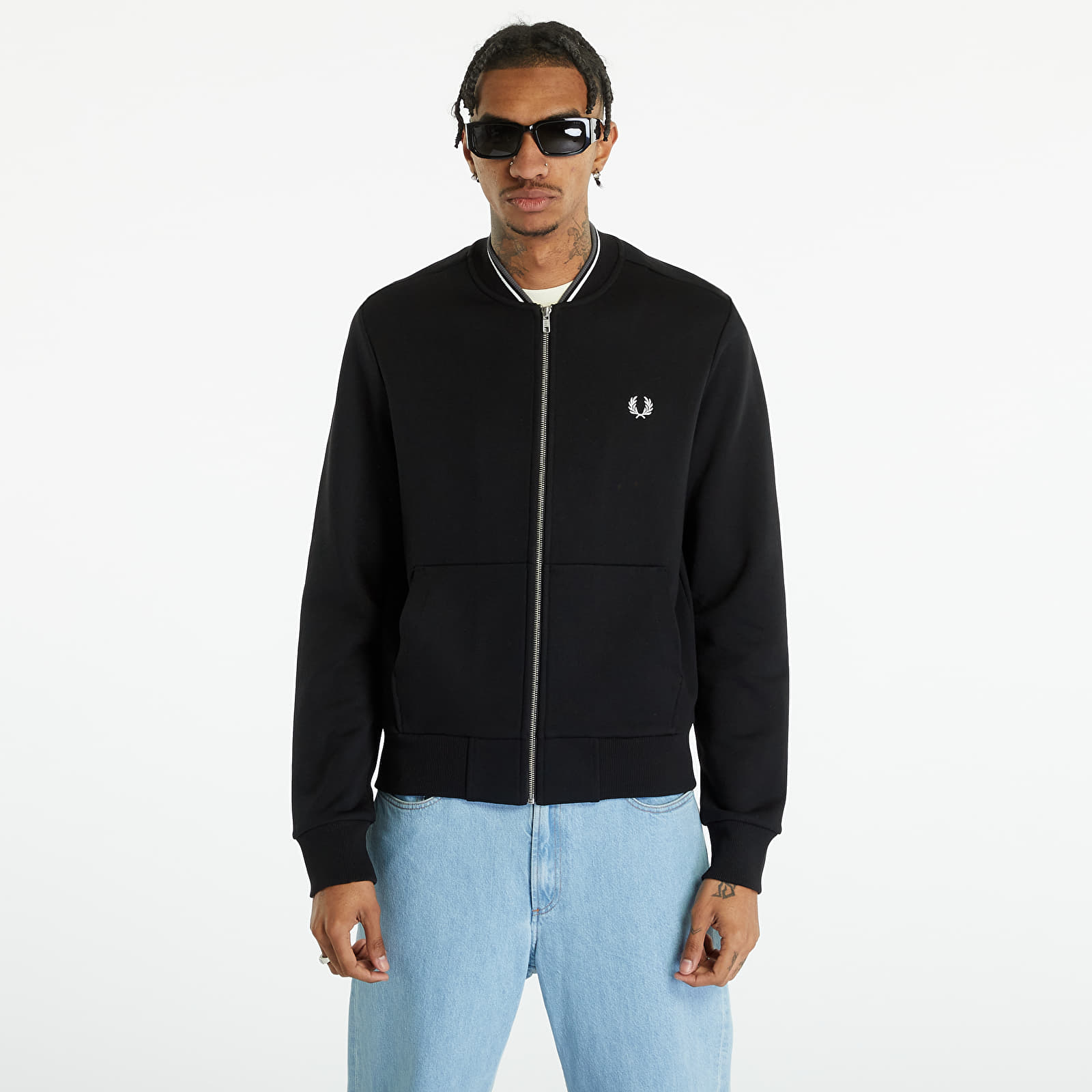 Sweat-shirt FRED PERRY Zip Through Sweatshirt Black XL