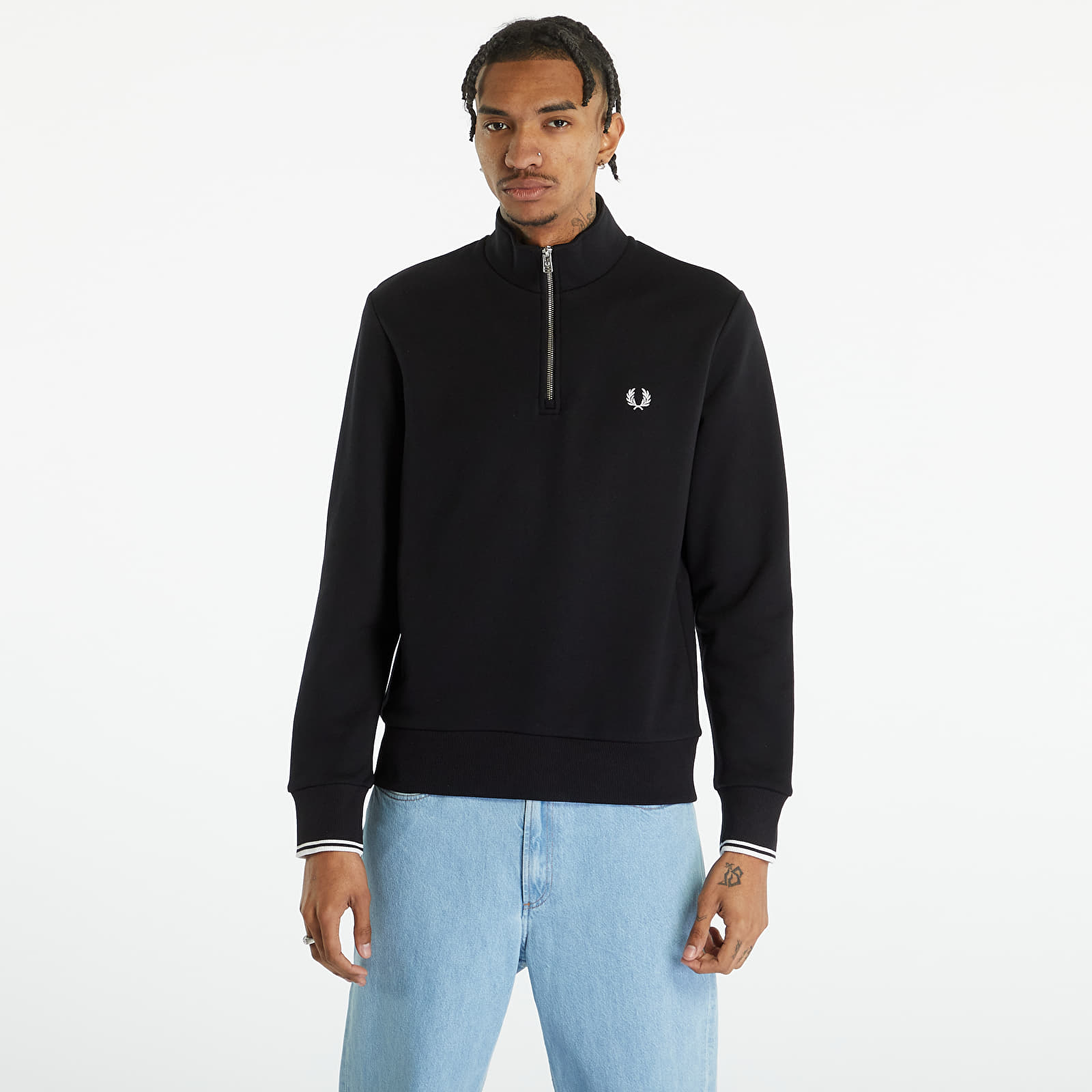 Sweat-shirt FRED PERRY Half Zip Sweatshirt Black L