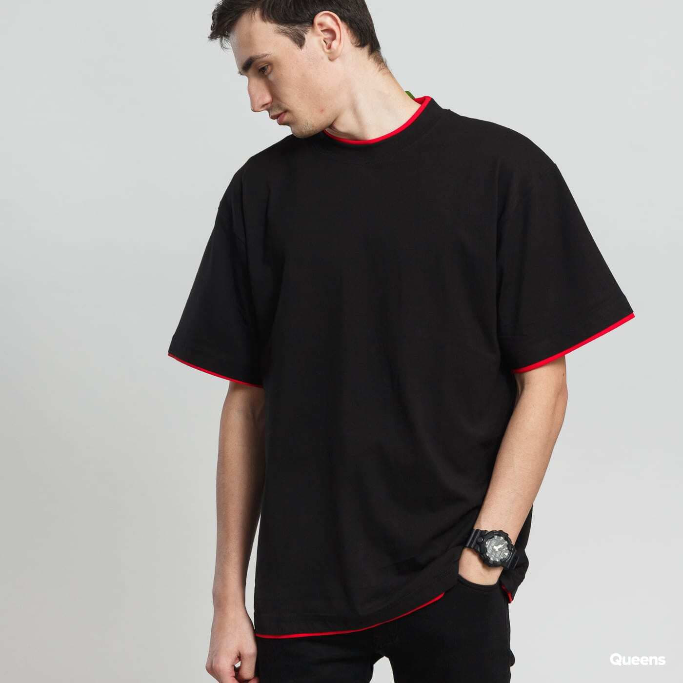 T-Shirts Urban Classics Contrast Tall Tee Black
