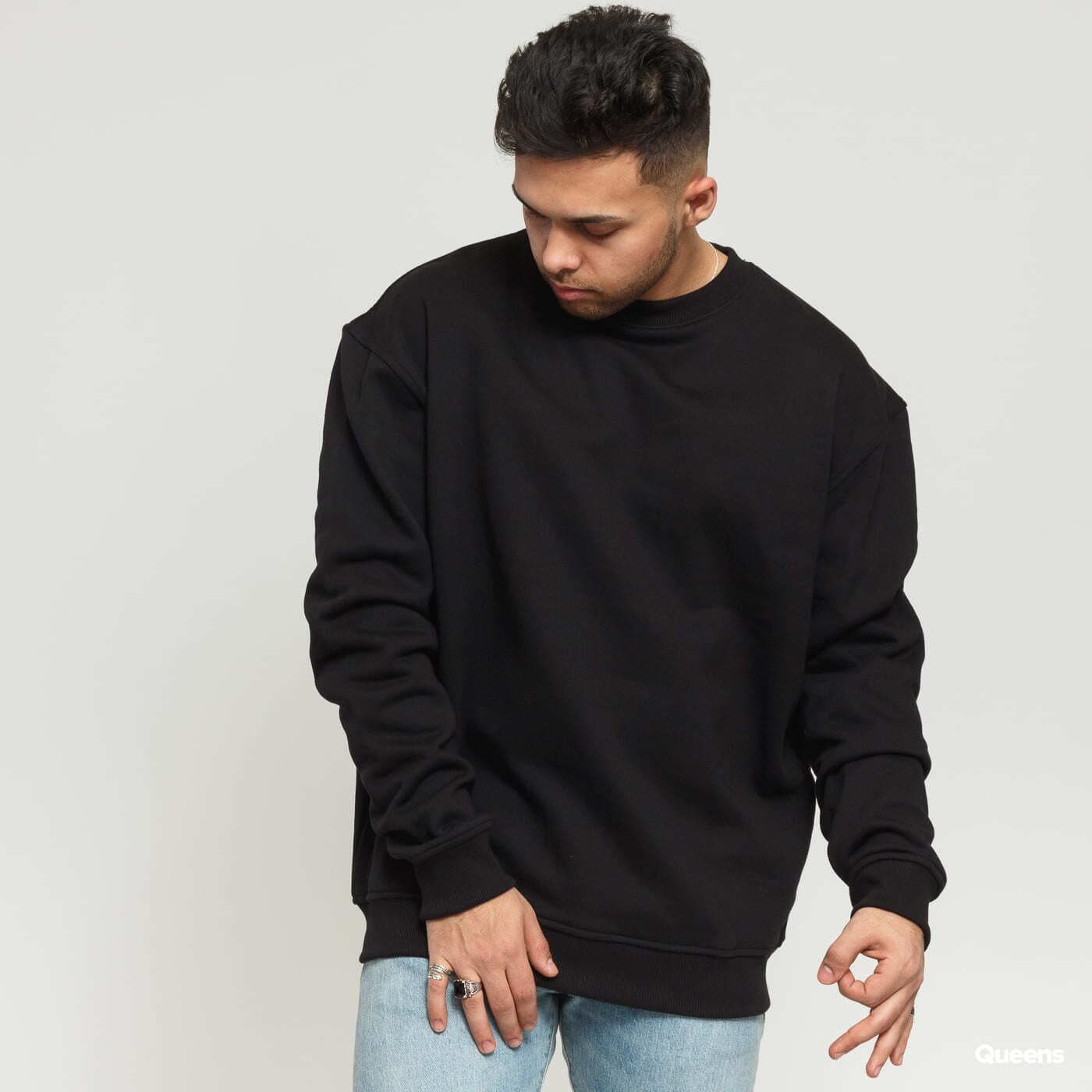Mikiny Urban Classics Crewneck Sweatshirt Black