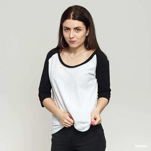 T-shirts Urban Classics Ladies 3/4 Contrast Raglan White/ Black | Queens