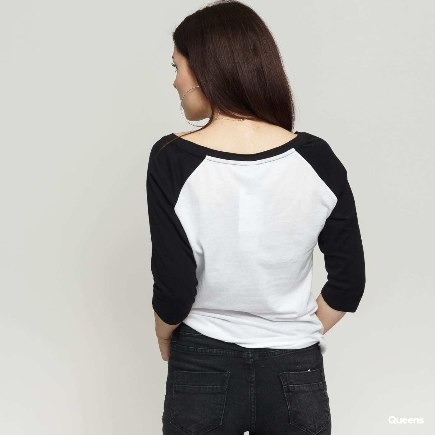 White/ Queens Contrast | Raglan Ladies Black Urban Classics T-shirts 3/4