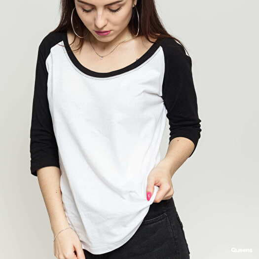 3/4 Ladies White/ Urban | Black Queens Contrast T-shirts Classics Raglan