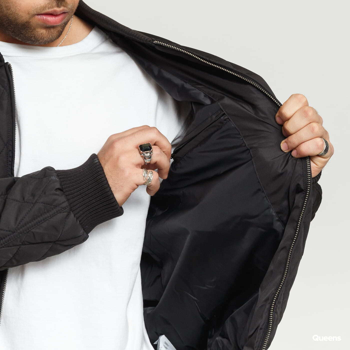 Jackets Urban Diamond Quilt Black Jacket | Queens Nylon Classics