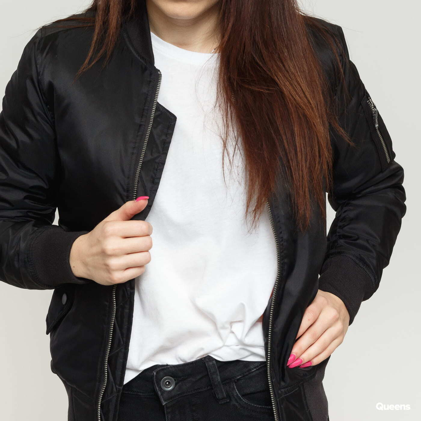 Jackets Urban Classics Ladies Basic Bomber Jacket Black | Queens