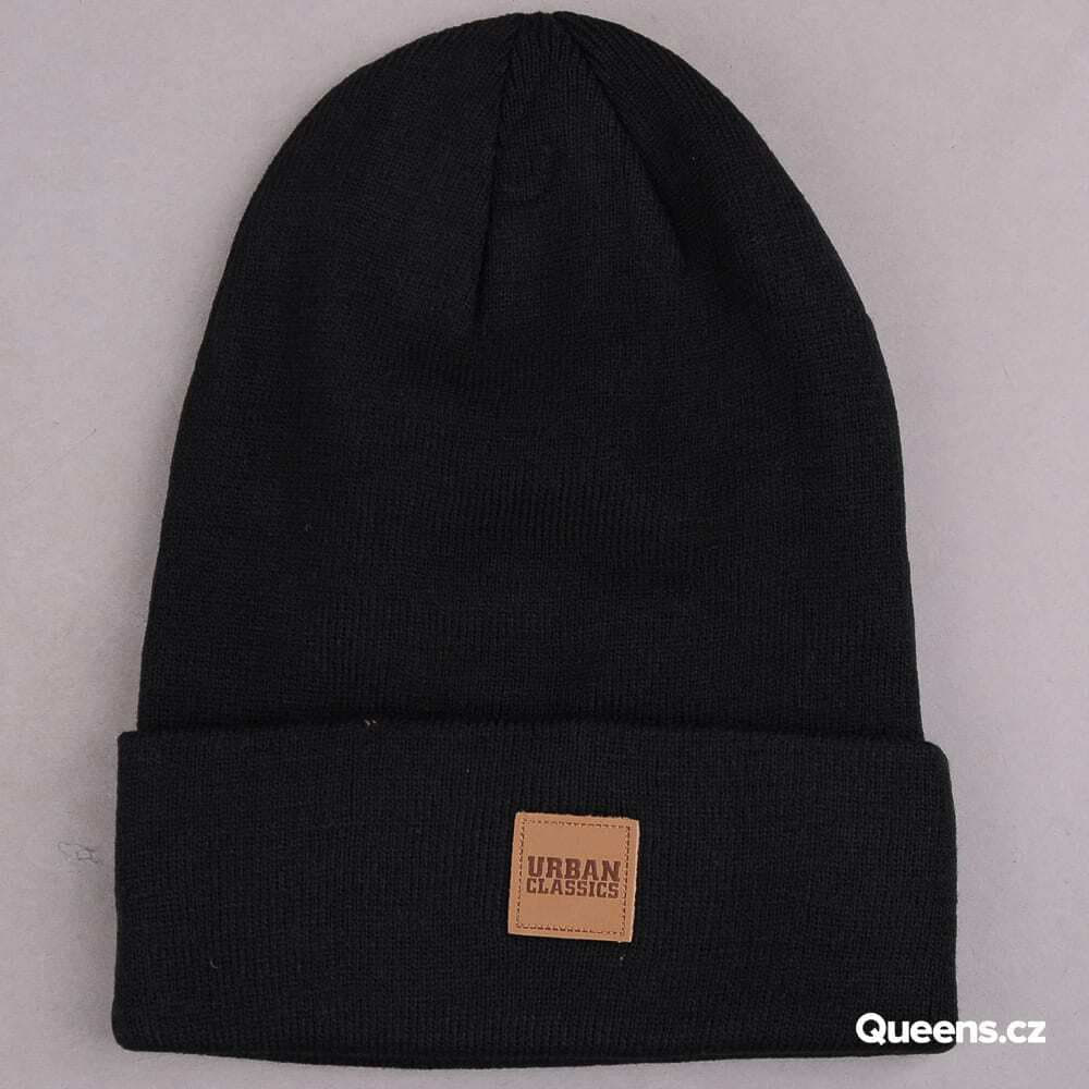 Căciulă Urban Classics Leatherpatch Long Beanie Black