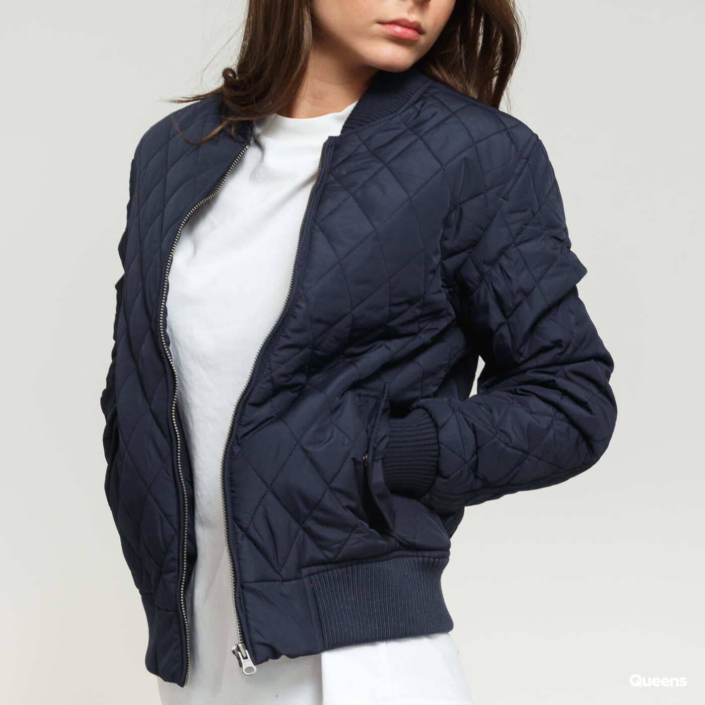 Jacket Quilt Queens Ladies Navy Nylon Classics | Diamond Urban Jackets
