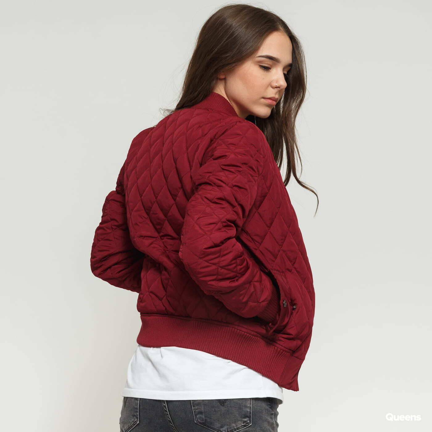 Kurtki Urban Classics Ladies Diamond Quilt Nylon Jacket Wine