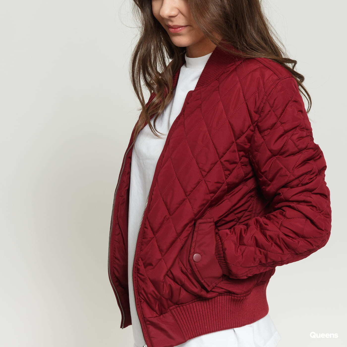 Kurtki Urban Classics Ladies Diamond Quilt Nylon Jacket Wine