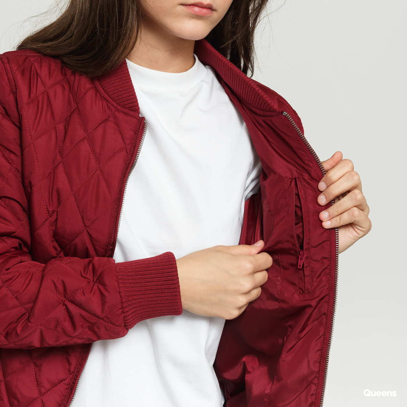 Kurtki Urban Classics Ladies Diamond Quilt Nylon Jacket Wine