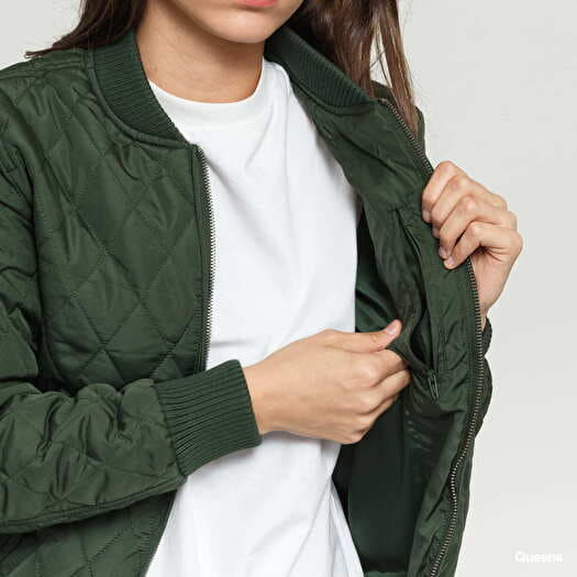 | Ladies Olive Diamond Nylon Queens Urban Jacket Classics Jackets Quilt