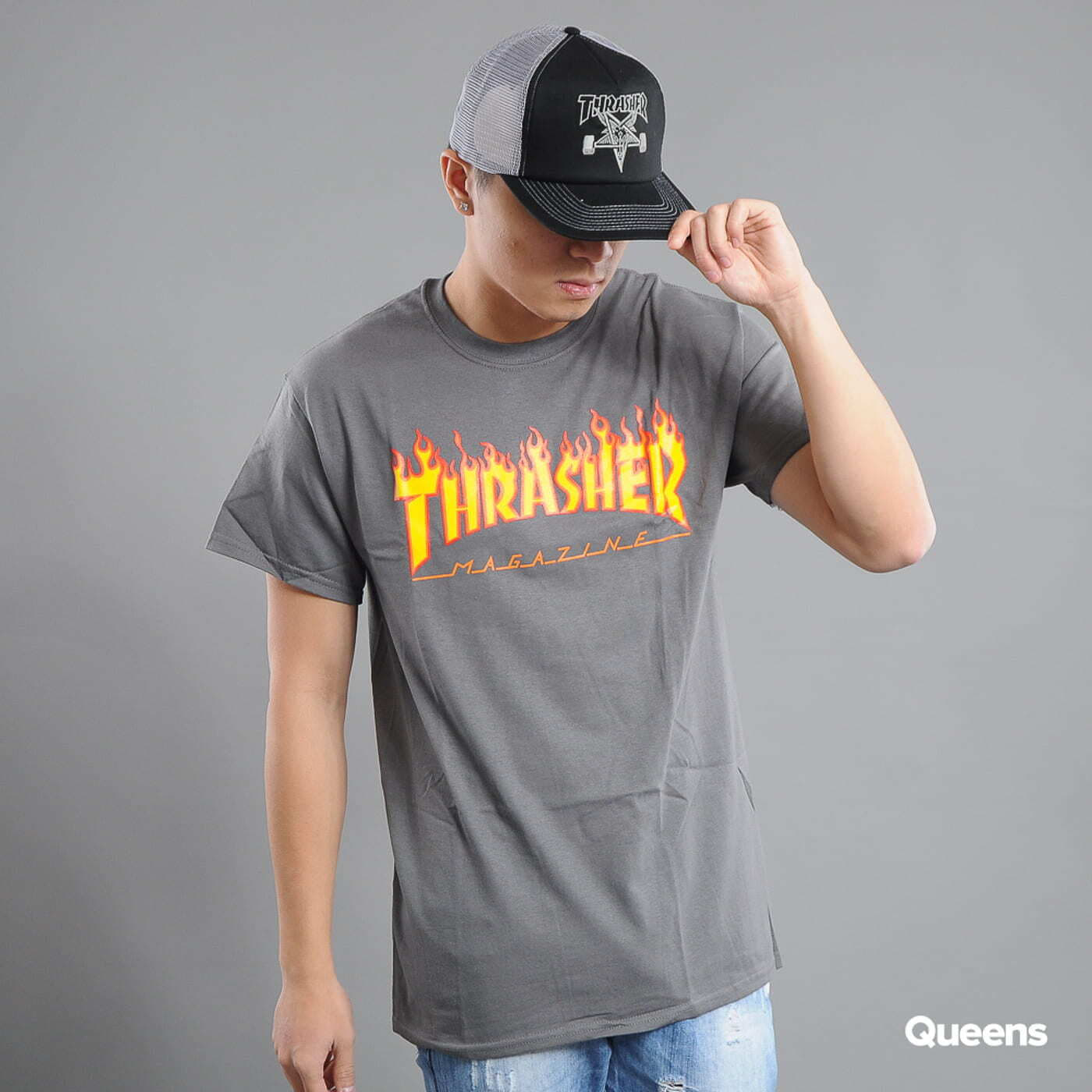 T-shirts Thrasher Flame Logo Dark Grey