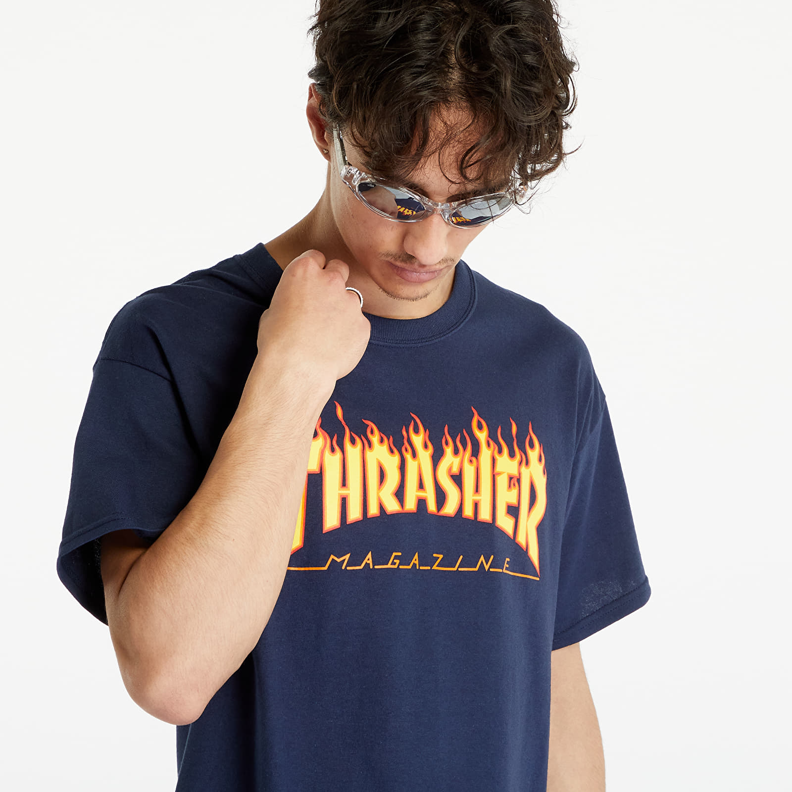 Trička Thrasher Flame Logo Navy