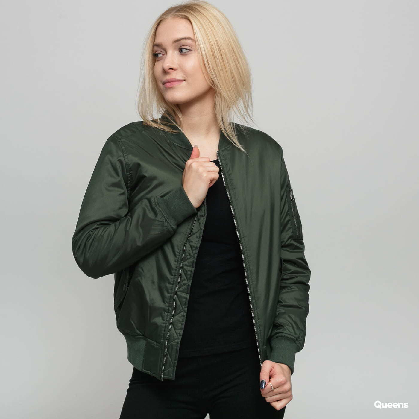 Jachetă Urban Classics Ladies Basic Bomber Jacket Green