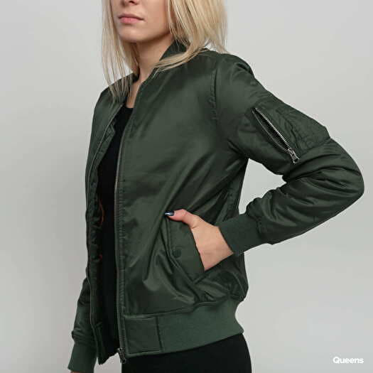 Jackets Urban Classics Ladies Basic Bomber Jacket Green | Queens