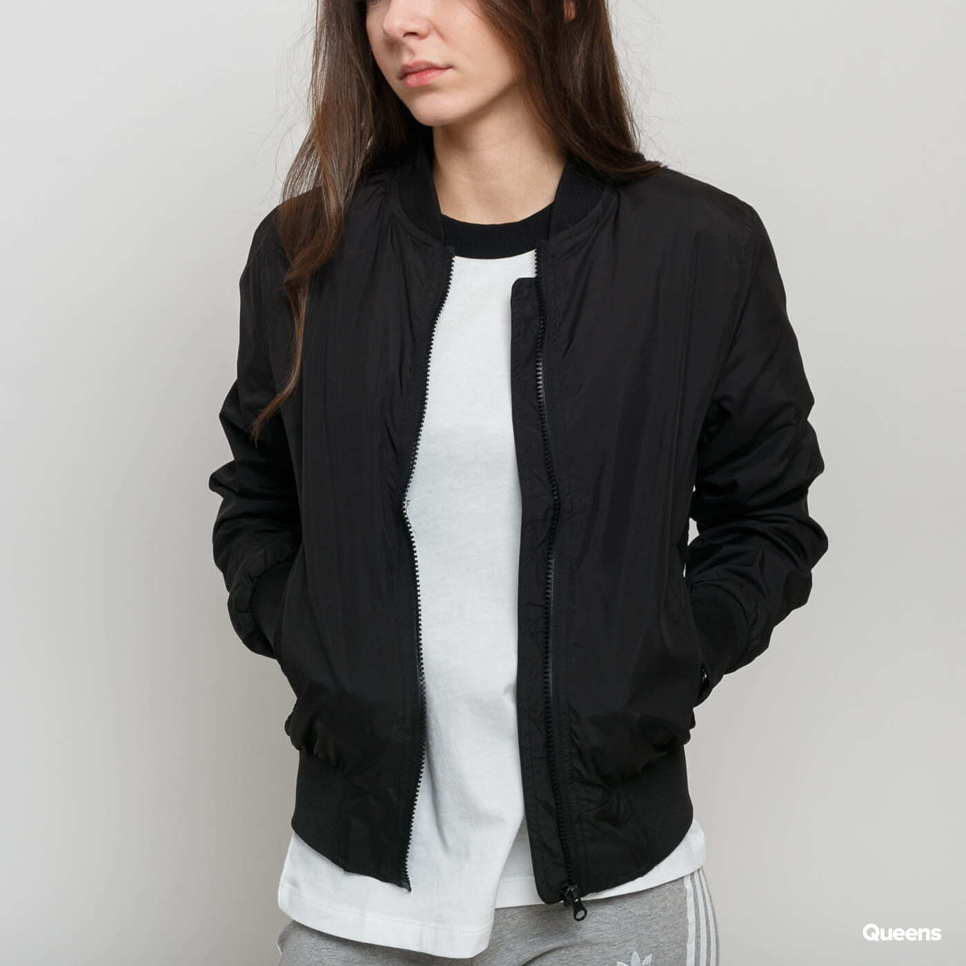 Jackets Urban Classics Ladies Bomber Black | Queens Jacket Light