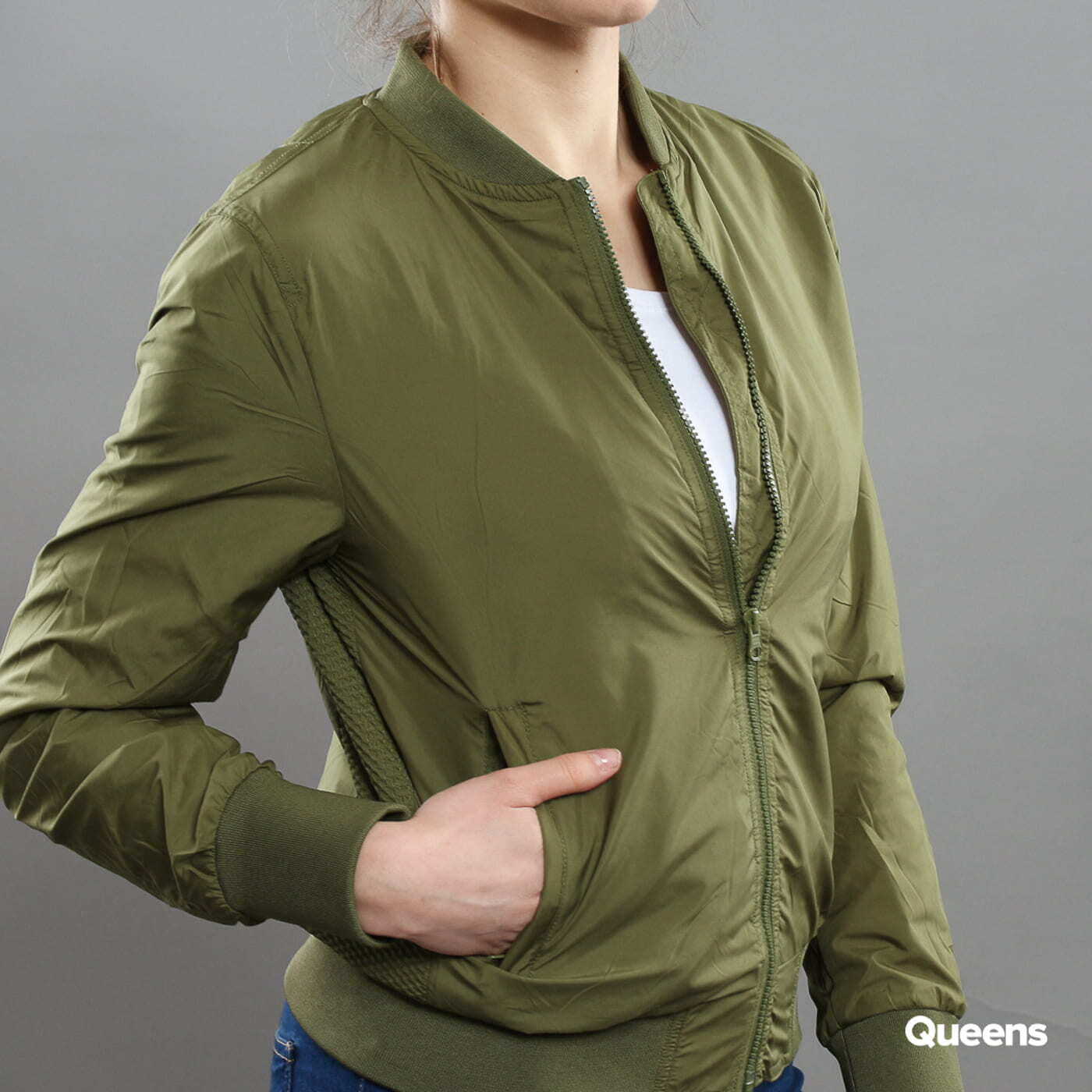 Bomber Olive Jacket | Light Ladies Urban Jackets Queens Classics